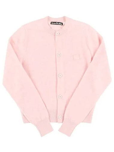 A60280 FADED PINK MELANGE face logo patch cardigan - ACNE STUDIOS - BALAAN 1