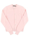 A60280 FADED PINK MELANGE face logo patch cardigan - ACNE STUDIOS - BALAAN 4