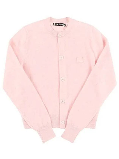 A60280 FADED PINK MELANGE face logo patch cardigan - ACNE STUDIOS - BALAAN 2