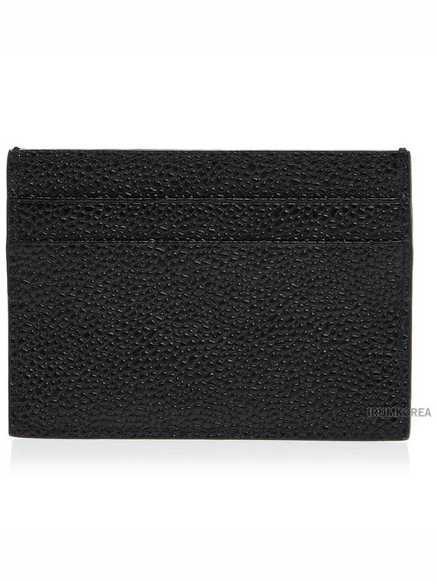 Stripe Note Compartment Pebble Grain Leather Card Wallet Black - THOM BROWNE - BALAAN 4