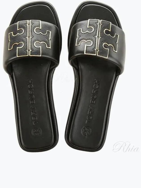 Double T Slide Slippers Black - TORY BURCH - BALAAN 2