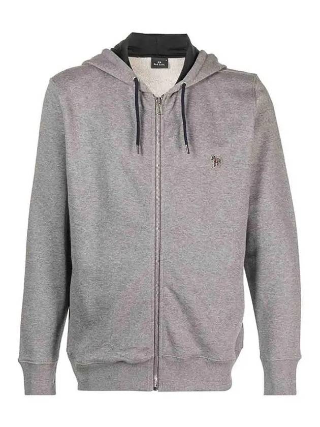 Zebra Logo Cotton Zip Up Hoodie Grey - PAUL SMITH - BALAAN 2