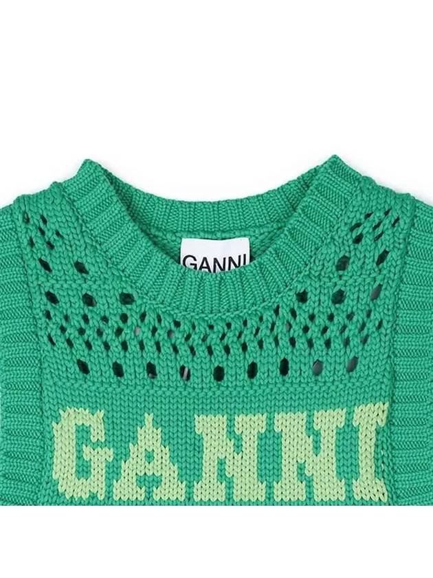 Logo Intarsia Knit Vest Green - GANNI - BALAAN 4