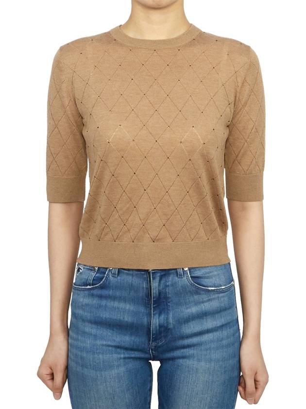 Patrick Short Sleeve Knit Top Brown - MAX MARA - BALAAN 1