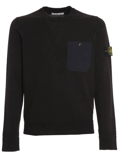 Men's Wappen Patch Pocket Cotton Knit Top Dark Navy - STONE ISLAND - BALAAN 2