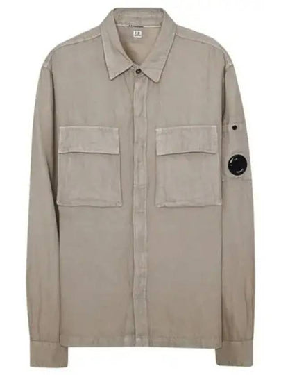 Broken Cotton Linen Lens Button Long-Sleeve Shirt Beige - CP COMPANY - BALAAN 2