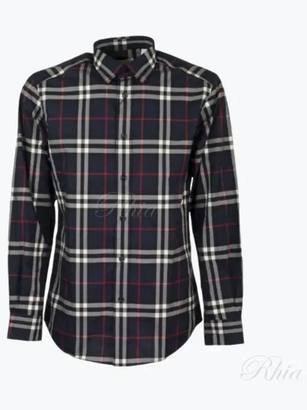 Men's Vintage Check Long Sleeve Shirt Navy - BURBERRY - BALAAN 2