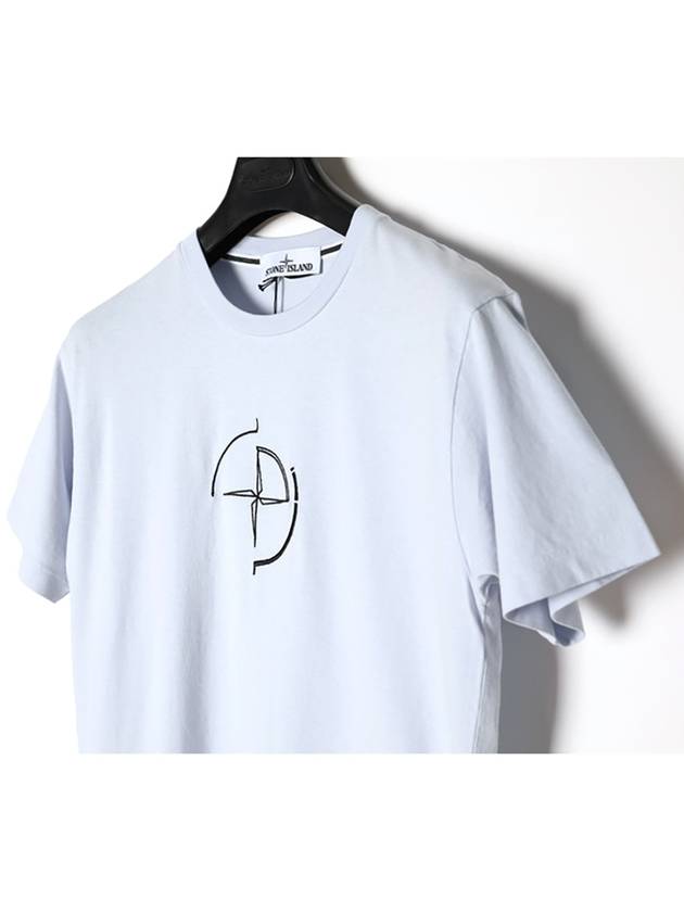 Men's Compass Embroidery Back Lettering Short Sleeve T-Shirt White - STONE ISLAND - BALAAN.