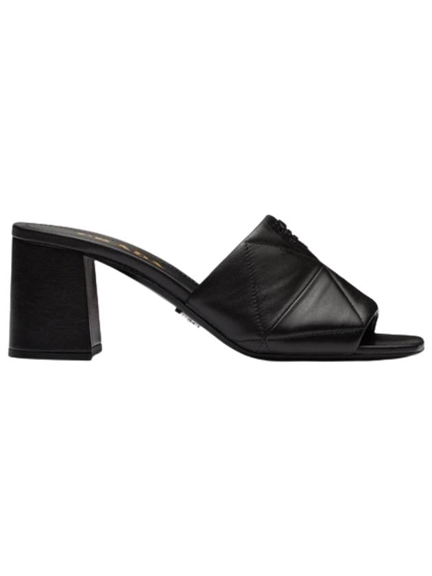 Quilted Nappa Leather Sandals Heel Black - PRADA - BALAAN 1