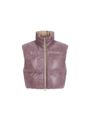 10 epoint women s cropped leather goose down vest purple 271265 - BRUNELLO CUCINELLI - BALAAN 1