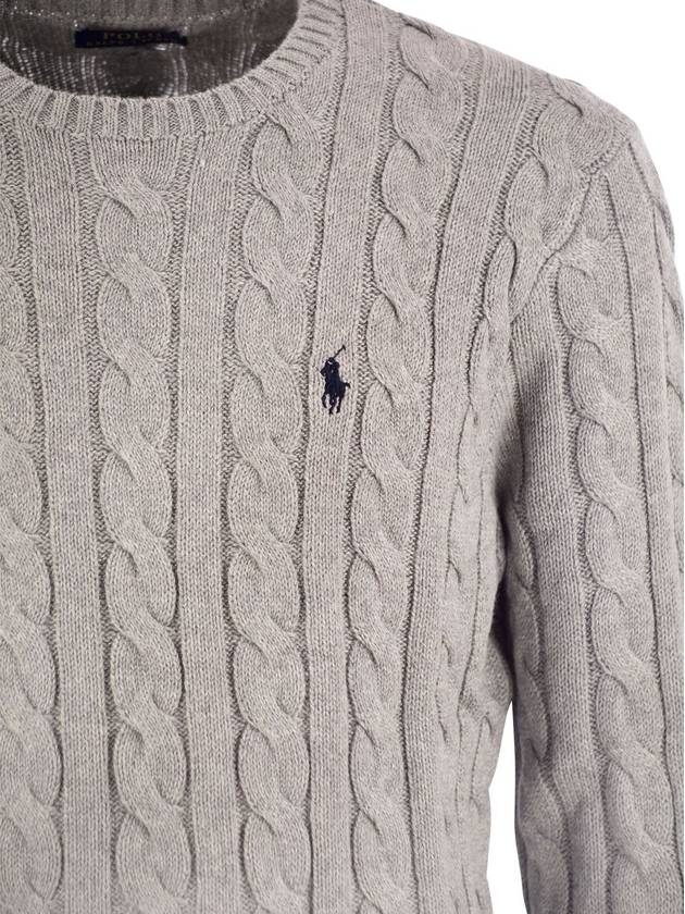 Embroidery Logo Cable Knit Top Grey - POLO RALPH LAUREN - BALAAN 5