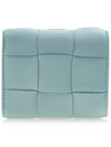 Cassette Tri-Fold Zipper Small Half Wallet Teal Washed - BOTTEGA VENETA - BALAAN 4