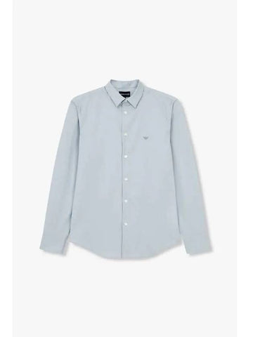 Men s Easy Button Up Essential Shirt Light Blue - EMPORIO ARMANI - BALAAN 1