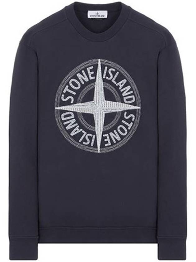 Garment Dyed Stitches Four Print Crewneck Sweatshirt Navy - STONE ISLAND - BALAAN 2