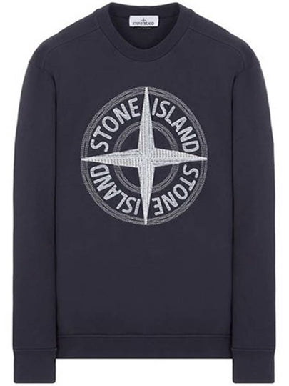 Garment Dyed Stitches Four Print Crewneck Sweatshirt Navy - STONE ISLAND - BALAAN 2