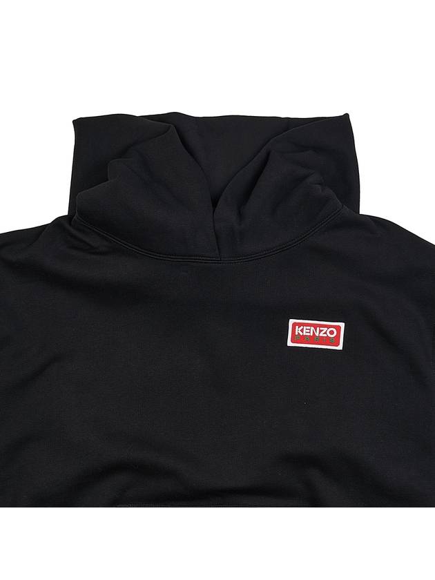 Paris Logo Oversized Cotton Hoodie Black - KENZO - BALAAN 5