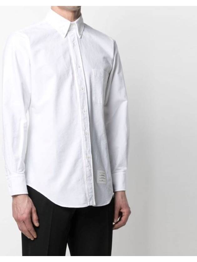 Oxford Grosgrain Placket Cotton Long Sleeve Shirt White - THOM BROWNE - BALAAN 3