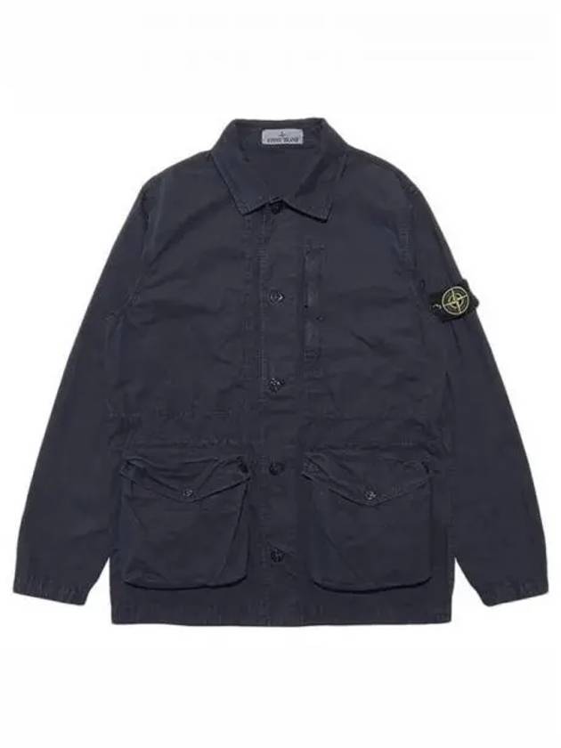 Brushed Cotton Canvas Old Effect Jacket Navy - STONE ISLAND - BALAAN 2