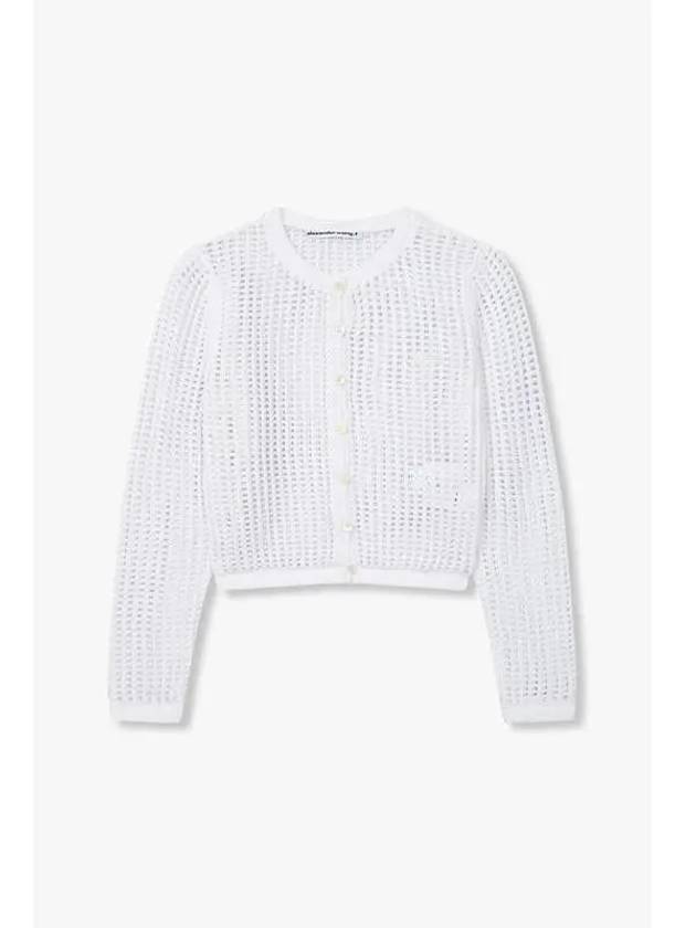 Long sleeve waffle knit cardigan white - ALEXANDER WANG - BALAAN 1