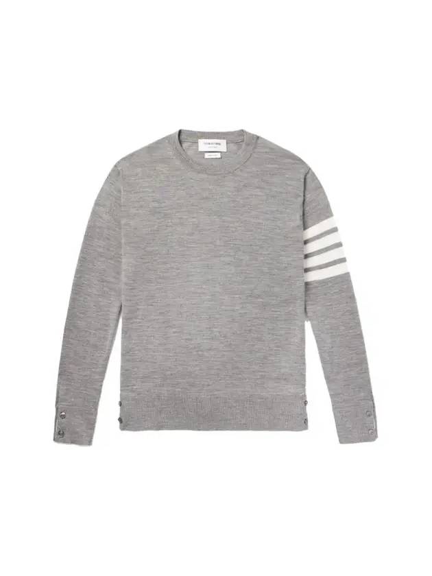 4 Bar Armband Classic Merino Wool Knit Top Medium Grey - THOM BROWNE - BALAAN 3