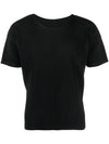 Pleated Short Slevee T-Shirt Black - ISSEY MIYAKE - BALAAN 1