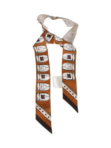 Rappie FF Graphic Pattern Silk Muffler Brown - FENDI - BALAAN 1