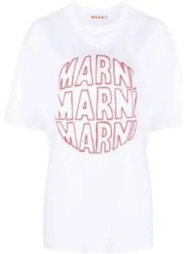 Logo Print Cotton Short Sleeve T-Shirt White - MARNI - BALAAN 2