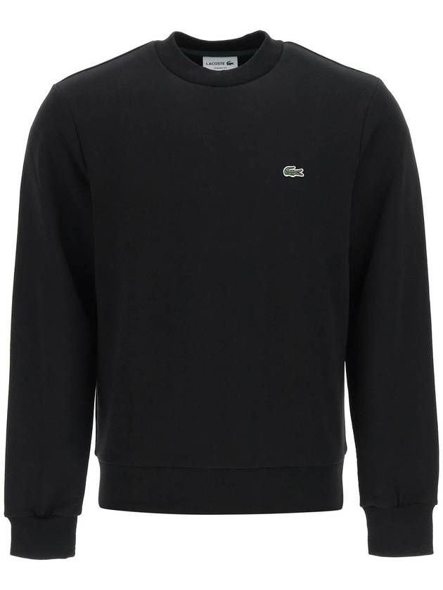 Logo Patch Crewneck Sweatshirt Black - LACOSTE - BALAAN 2