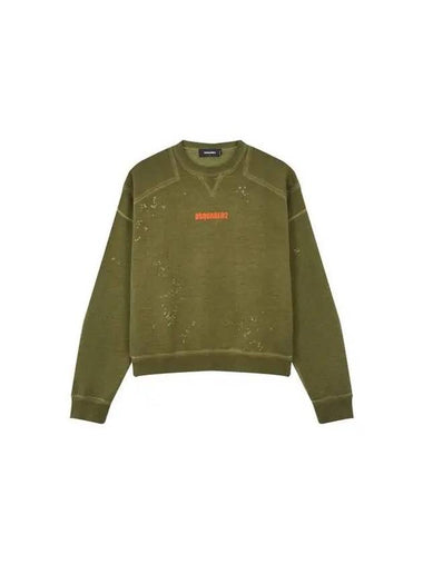 Men s Punching Damage Logo Sweatshirt Green - DSQUARED2 - BALAAN 1