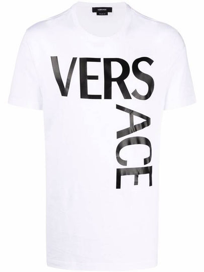 Men's Logo Print Short Sleeve T-Shirt White - VERSACE - BALAAN 2