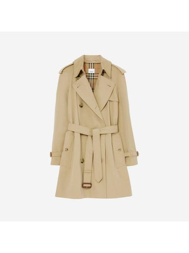 Short Gabardine Trench Coat Honey - BURBERRY - BALAAN 1