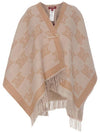 FRINGED LOGO WOOL CAPE SANDS - MAX MARA - BALAAN 1