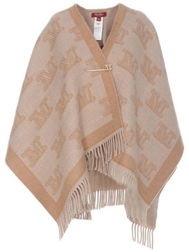 Fringe Logo Wool Cape Sand - MAX MARA - BALAAN 1