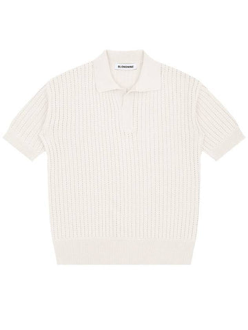 Open collar punching knit_ivory - BLONDNINE - BALAAN 1