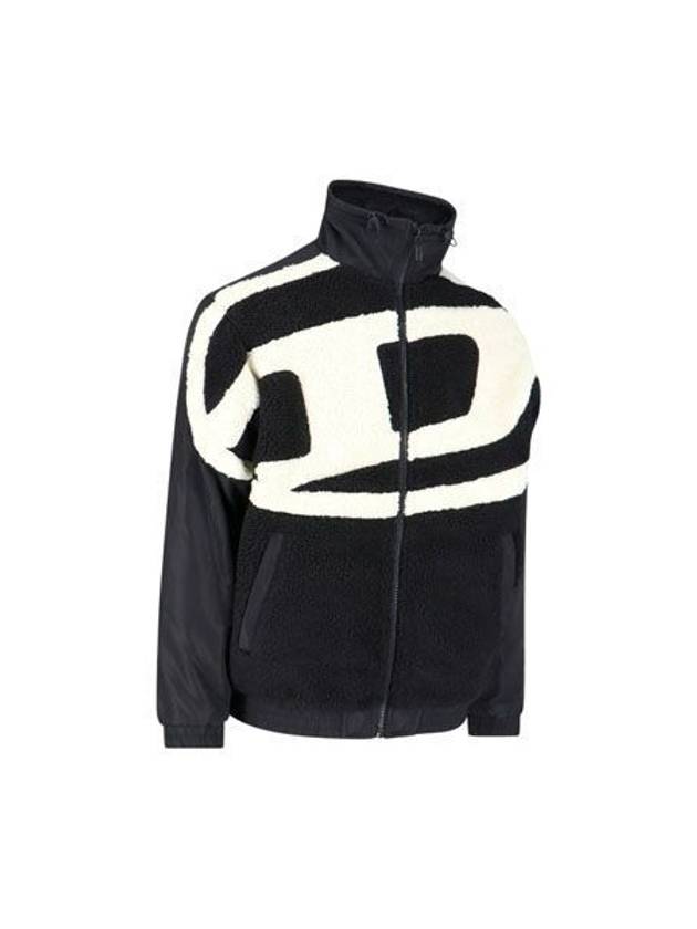 S Ovady Logo Teddy Fleece Track Jacket Black - DIESEL - BALAAN 2