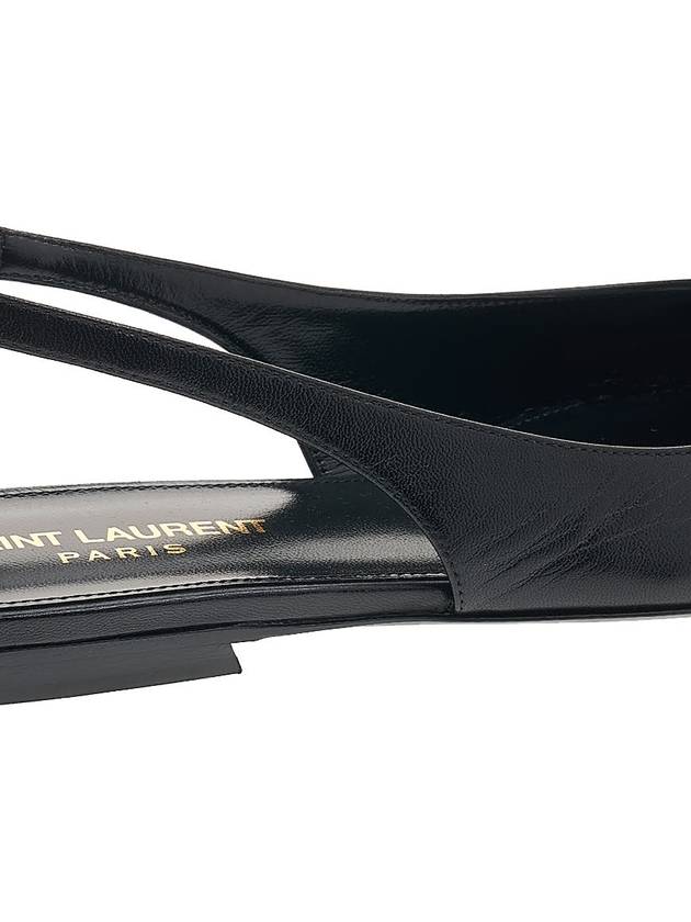 Anais Leather Slingback Flat Black - SAINT LAURENT - BALAAN 10