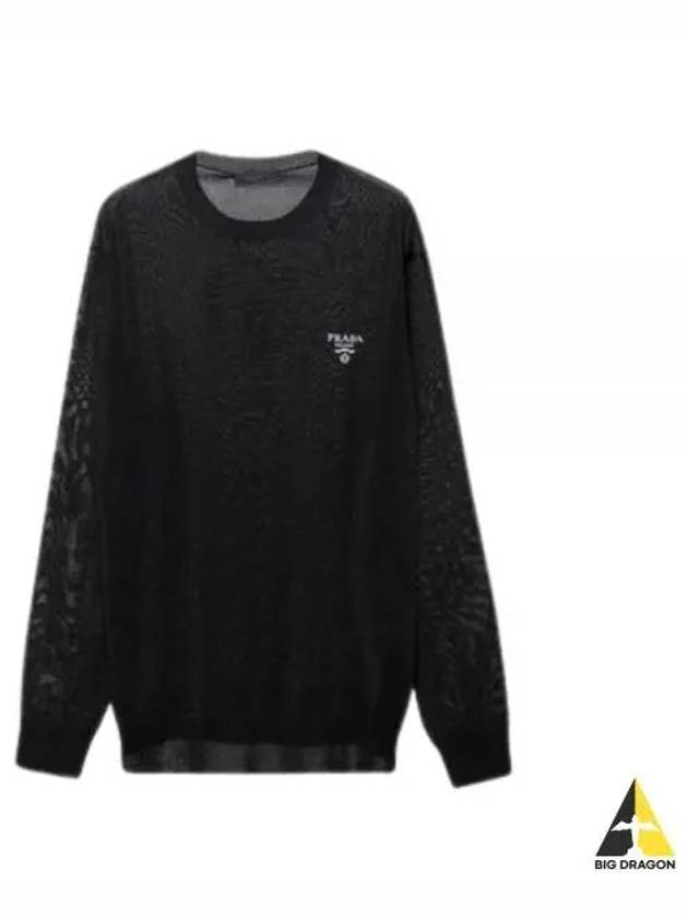 Logo Silk Knit Top Black - PRADA - BALAAN 2