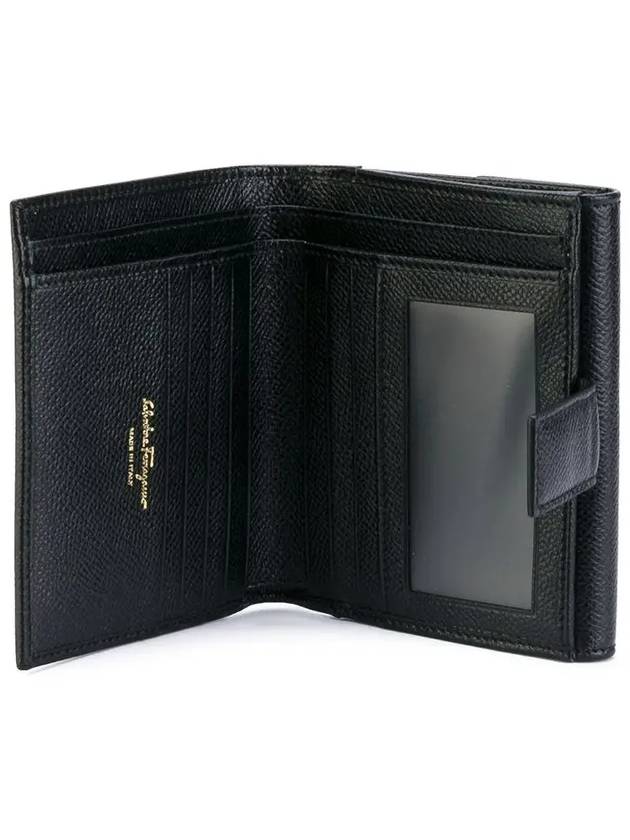 Gancini Leather Half Wallet Black - SALVATORE FERRAGAMO - BALAAN 5