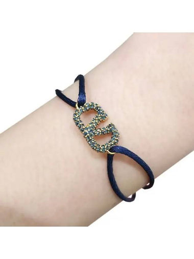 V Logo Crystal Bracelet Navy - VALENTINO - BALAAN 1