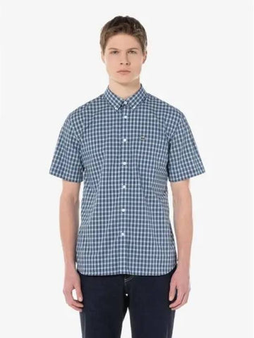 Men s short sleeved poplin check shirt CH0744 54G IR8 Domestic product GQ2N24031292879 - LACOSTE - BALAAN 1