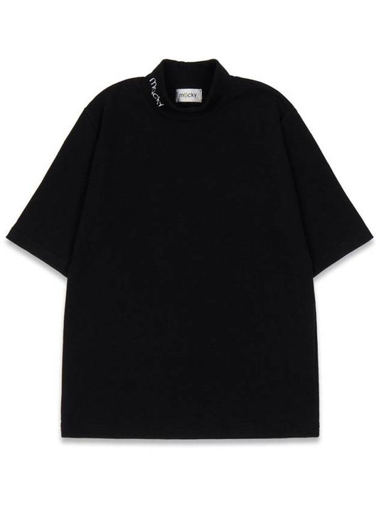 Women s Basic Logo Half Neck T Shirt Black MCFW24LT5BK - MACKY - BALAAN 2