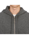 Men's Intarsia 4 Bar Merino Jersey Hooded Zip Up Medium Grey - THOM BROWNE - BALAAN 8