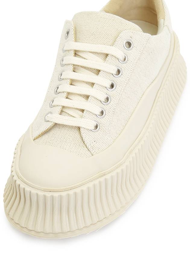 Lace-Up Cotton Low Top Sneakers Ivory - JIL SANDER - BALAAN 8