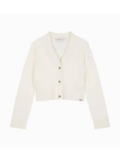 Jeans Fluffy Yarn Sweater Cardigan White - CALVIN KLEIN - BALAAN 2