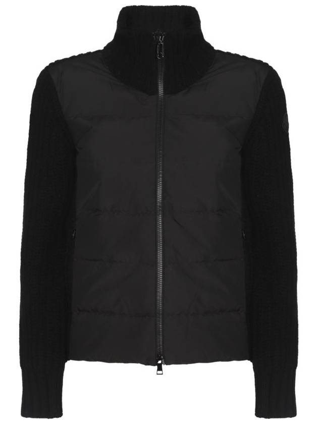 Zip-Up Padding Knit Cardigan Black - MONCLER - BALAAN 1