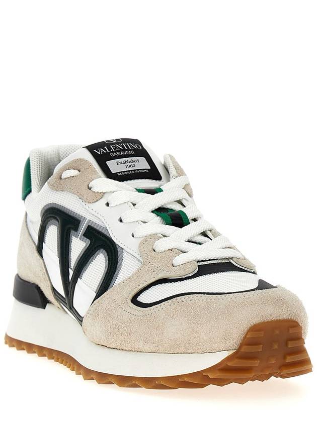 V Logo Face Low Top Sneakers White Green - VALENTINO - BALAAN 3