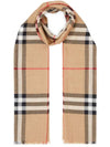 Check Wool Silk Scarf Beige - BURBERRY - BALAAN 2