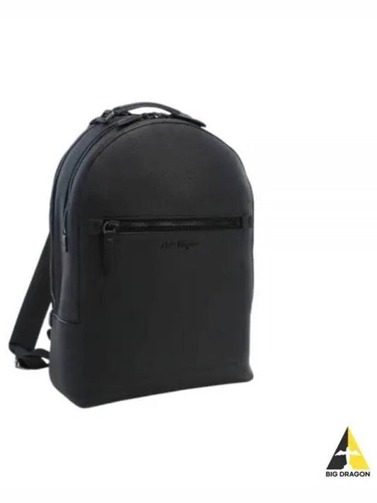 Men's Logo Patch Leather Backpack Black - SALVATORE FERRAGAMO - BALAAN 2