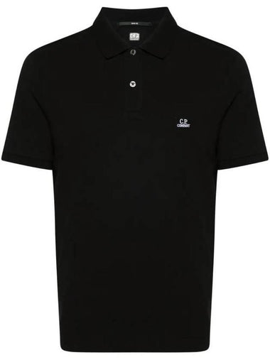 Stretch Piquet Slim Polo Shirt Black - CP COMPANY - BALAAN 1