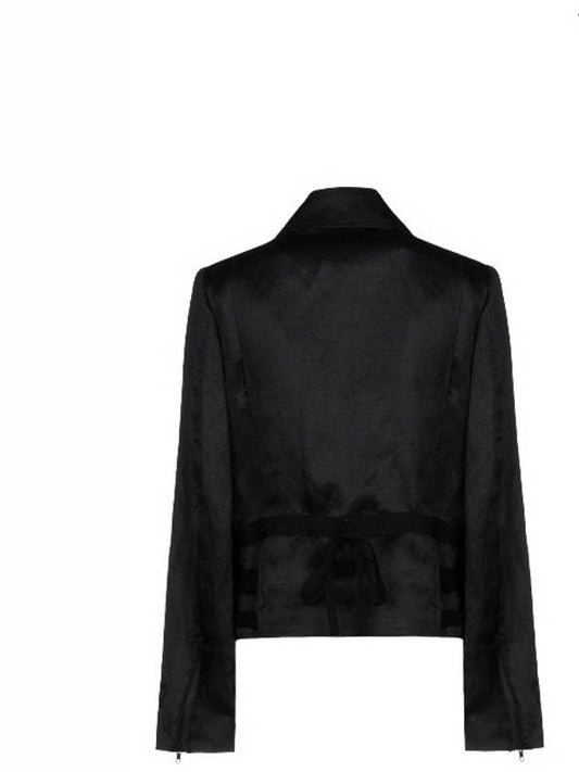 silk black biker jacket - ANN DEMEULEMEESTER - BALAAN 2